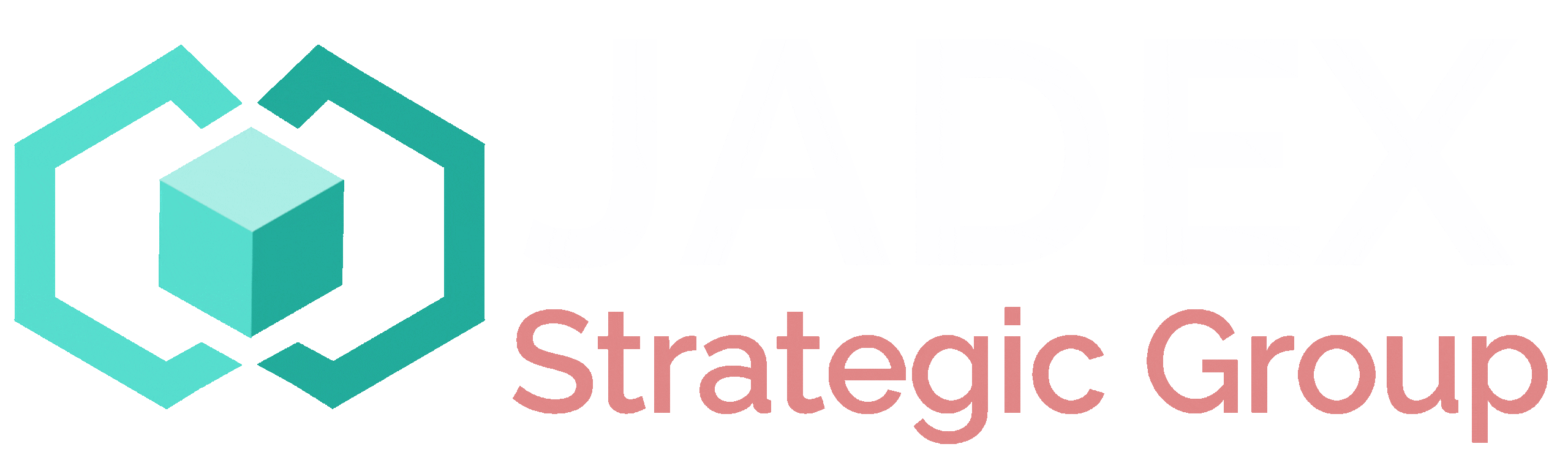 Jadex Strategic Group™” official logo. It features an artistic teal cube with three sides visible, surrounded by teal brackets in the shape of cubes. This is followed by the name Jadex Strategic Group in text.