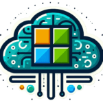 Abstract illustration with Microsoft’s four-paneled Windows logo, symbolizing interconnected cloud computing and modern technology.