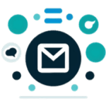 Speedometer around an email icon symbolizing Matey’s rapid messaging for enhanced productivity.