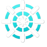Icon of a boat steering wheel with a star, symbolizing robust control and settings management in Teams to complement its messaging &. collaboration capabilities.