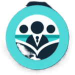 A teal icon with a engaged employee learning knowledge and people behind them.
